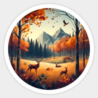 Low Poly Autumn Forest Sticker
